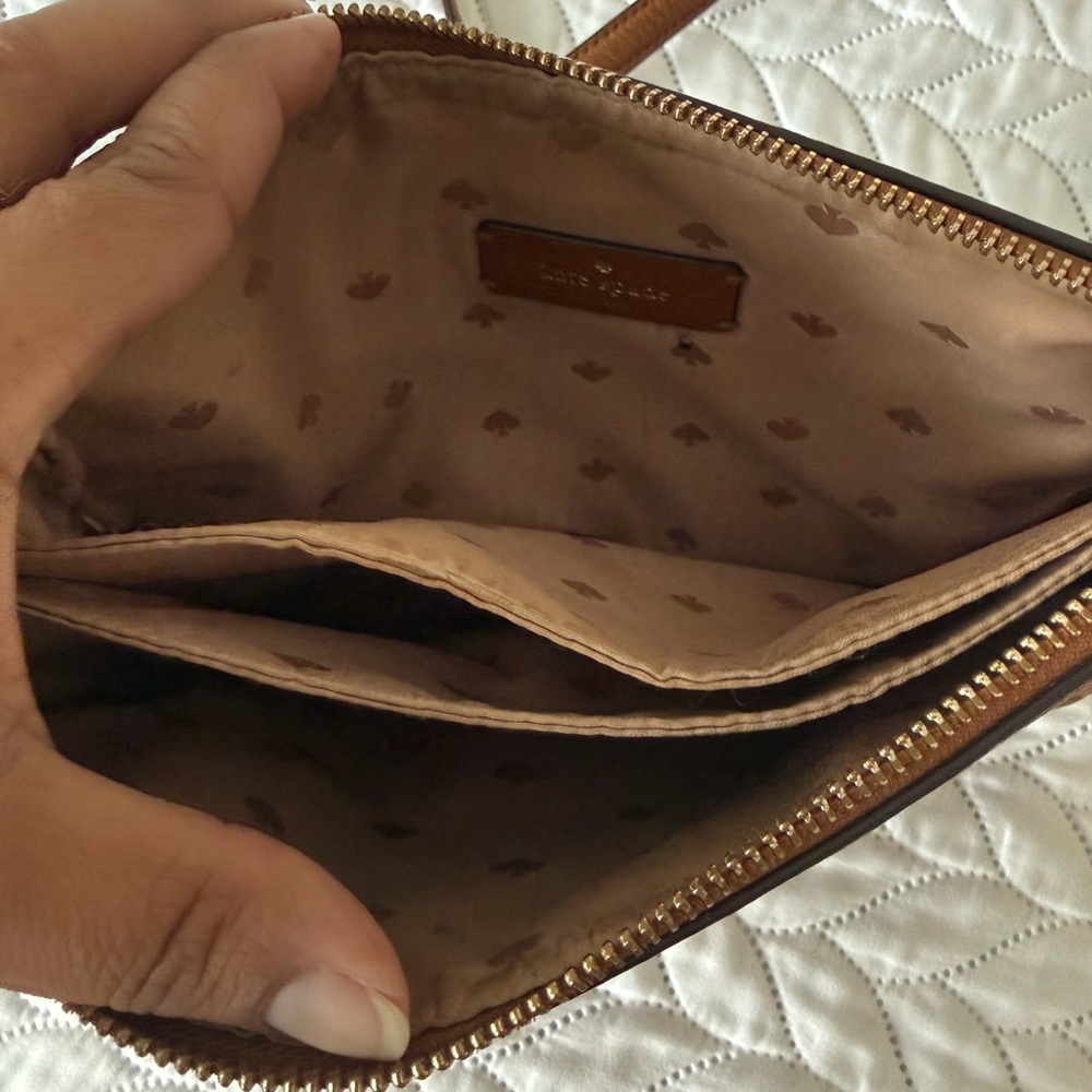 kate spade Brown Leather Pebbled Crossbody Messenger Bag - Picture 3 of 7